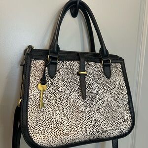 NWOT Fossil Ryder Leather Satchel Purse Bag with Gold Brass Hardware